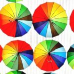 These are umbrellas that resemble the Color Wheel.