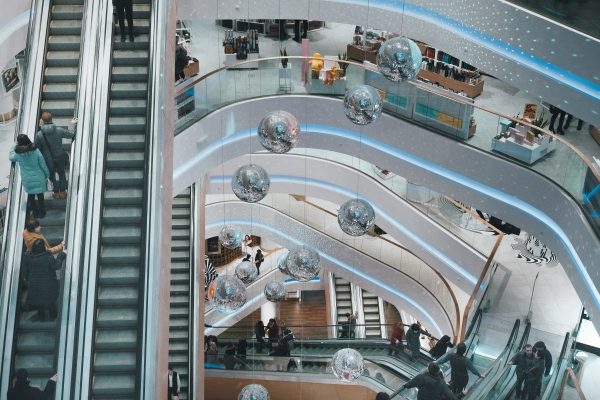 This is a view of a mall from the top floor.